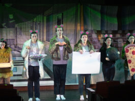 List of various HLS Parody Players in character as rats, including In Rem-y (appearing in brown due to the lighting, Kate Hostal, HLS '25) (HLS Drama Society, 2025).