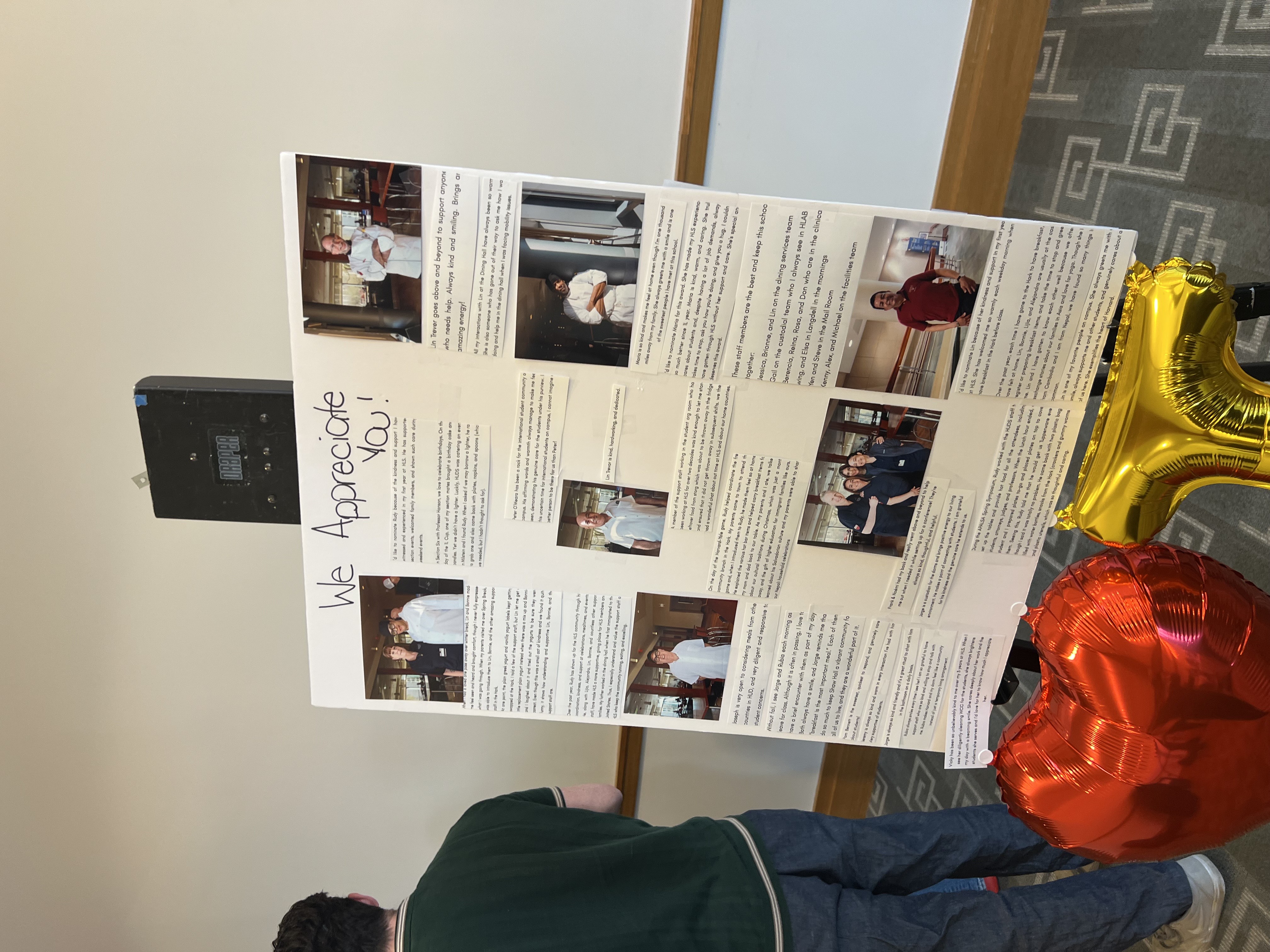 A poster board with photos and words of appreciation for the staff. (O. Omotoso, 2025)