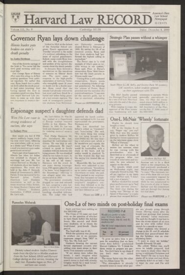 Front page, December 8, 2000
