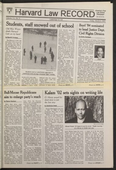 Front page, March 9, 2001