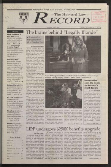 Front page, September 7, 2001