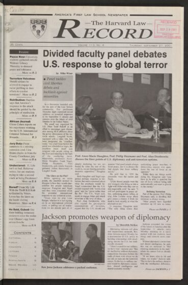 Front page, September 27, 2001