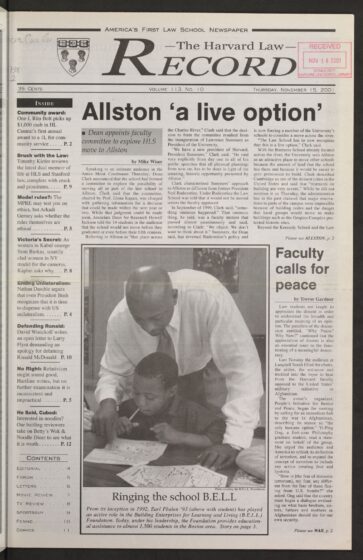 Front page, November 15, 2001