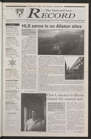 Front page, November 29, 2001